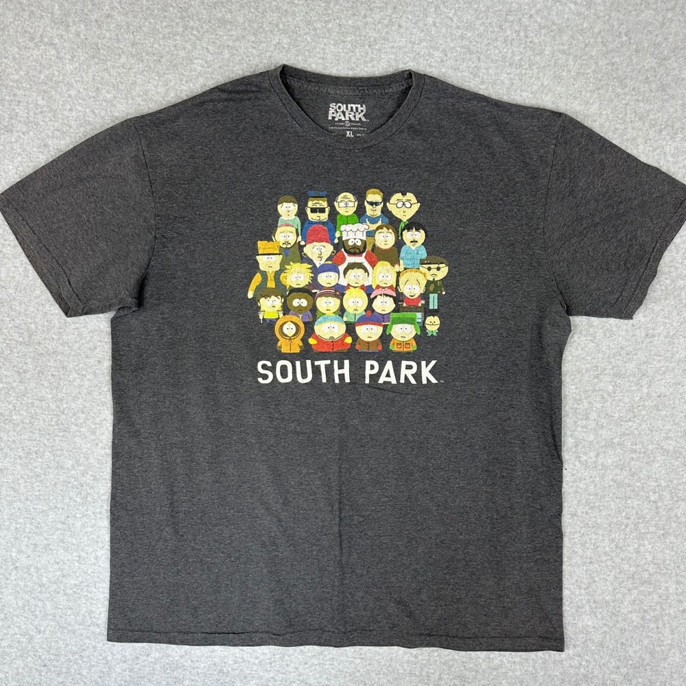 South Park Comedy Central Men XL Graphic T-Shirt Charcoal Gray Cast 2017